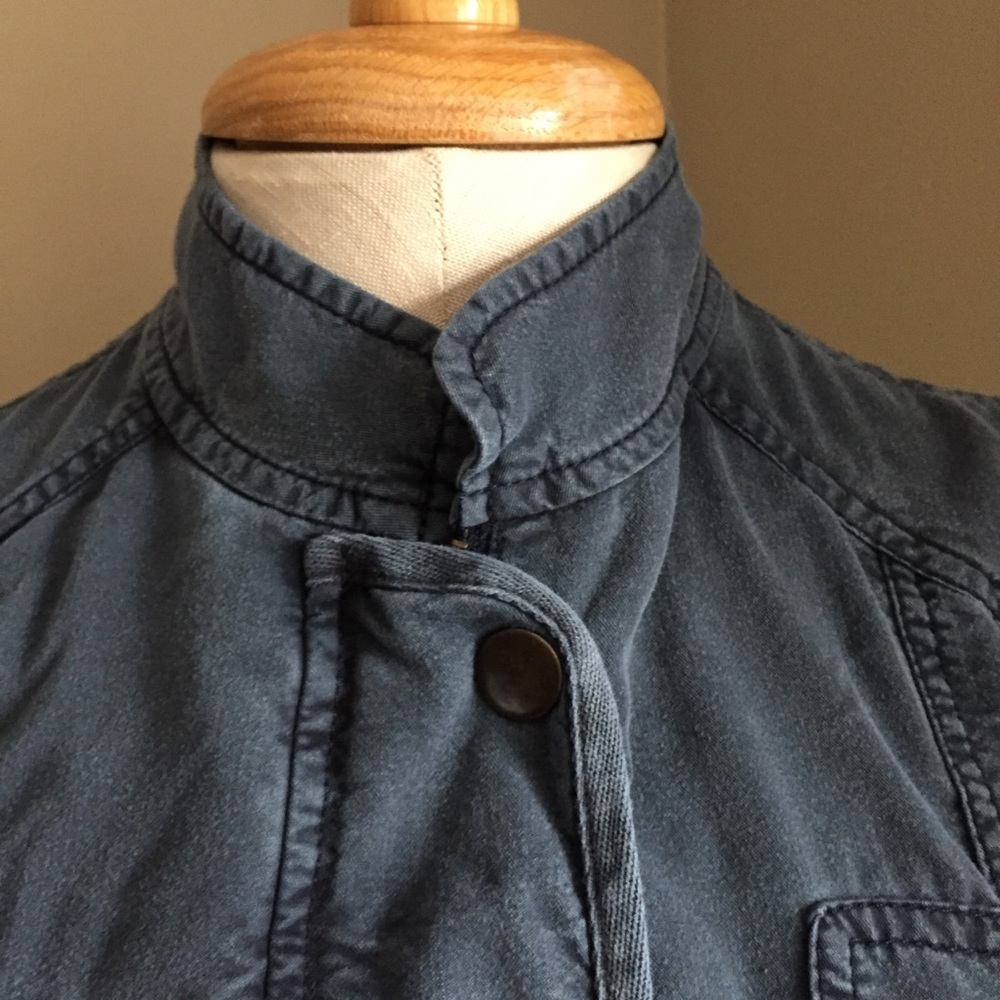 Hinge Slate Blue Zip Button Utility Jacket Xs - image 5